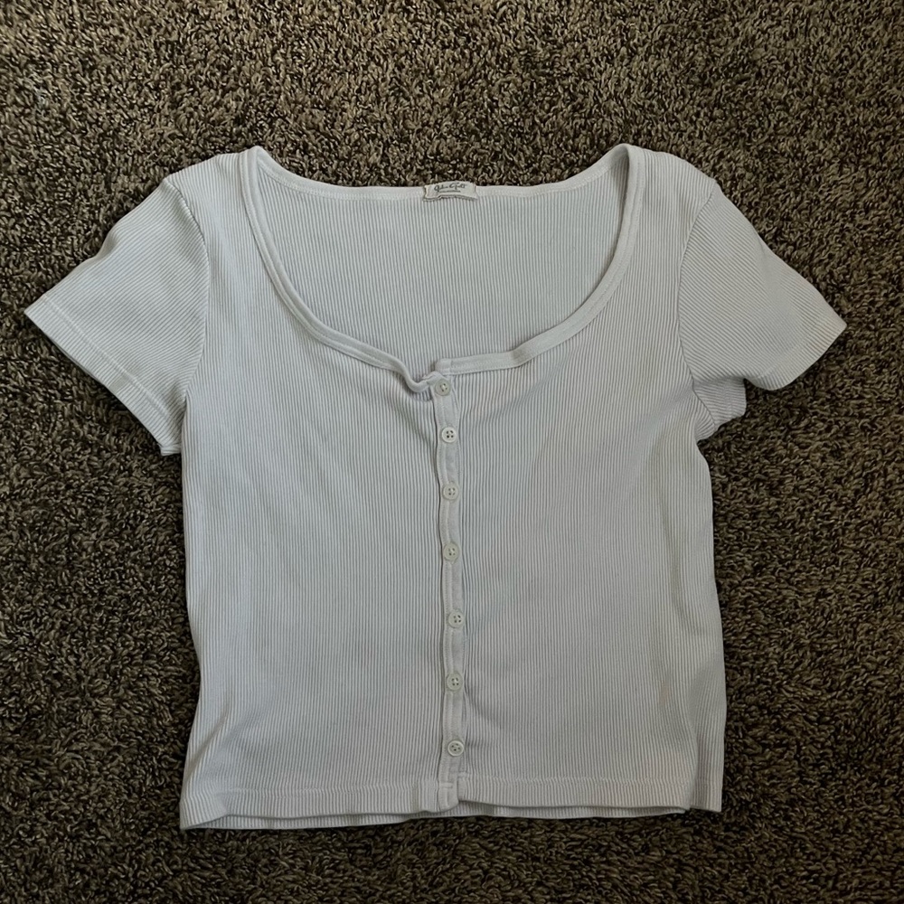 Brandy Melville John Galt light pink/white tee one size